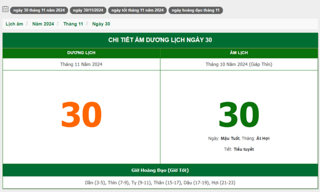 Hôm nay (30/11), có phải ngày đẹp không?