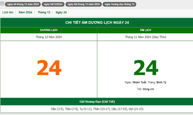 Hôm nay (24/12), có phải ngày đẹp không?