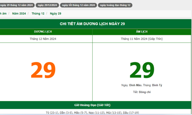 Hôm nay (29/12), có phải ngày đẹp không?