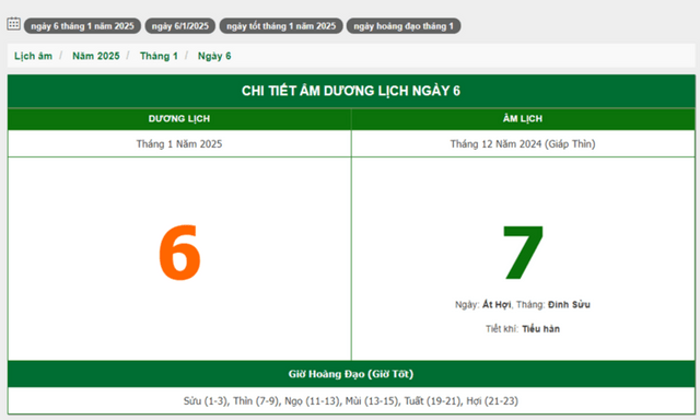 Hôm nay (6/1/2025), có phải ngày đẹp không?