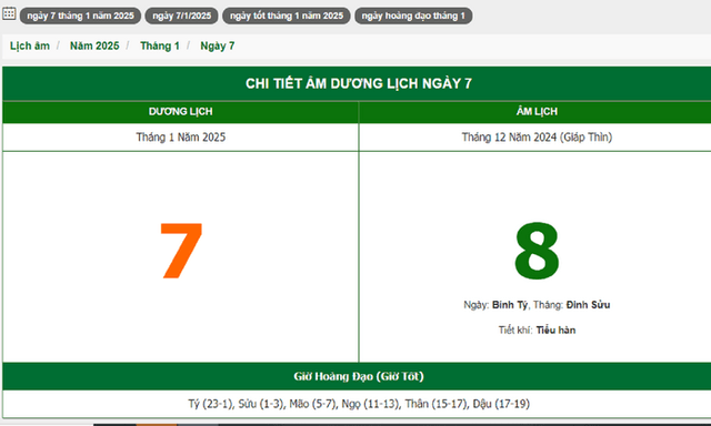 Hôm nay (7/1/2025), có phải ngày đẹp không?