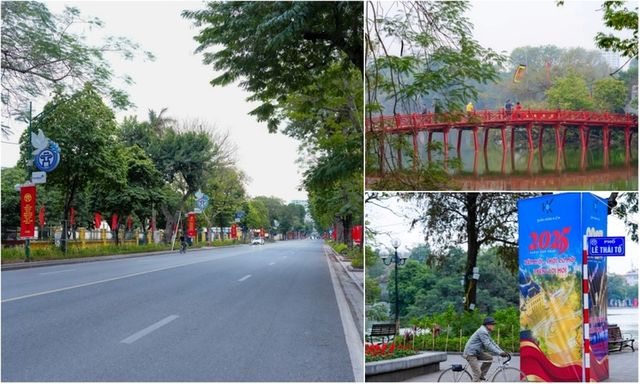 Ngắm phố phường Hà Nội yên ả, thanh bình sáng mùng 1 Tết Nguyên đán 2025