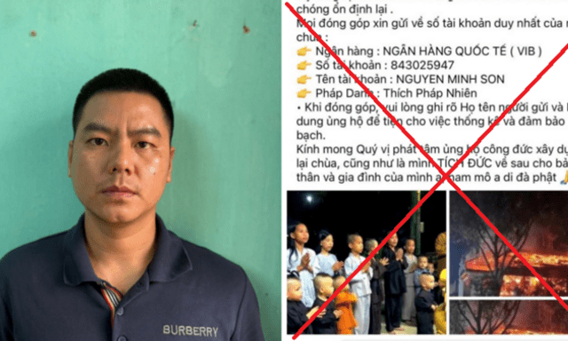 Túng quẫn tài chính, người đàn ông giả danh sư thầy kêu gọi ủng hộ để chiếm đoạt tài sản