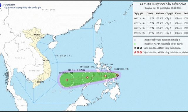 Tin tức dự báo thời tiết hôm nay 7/12: Áp thấp nhiệt đới giật cấp 8 sắp vào Biển Đông