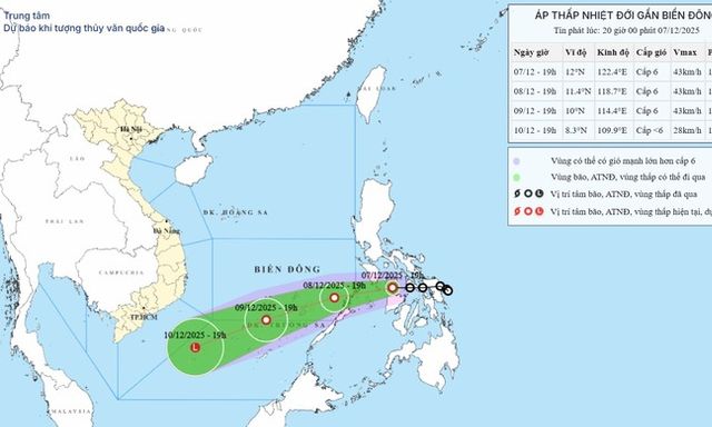 Tin tức dự báo thời tiết hôm nay 7/12: Áp thấp nhiệt đới khả năng vào Biển Đông với cường độ giật cấp 8