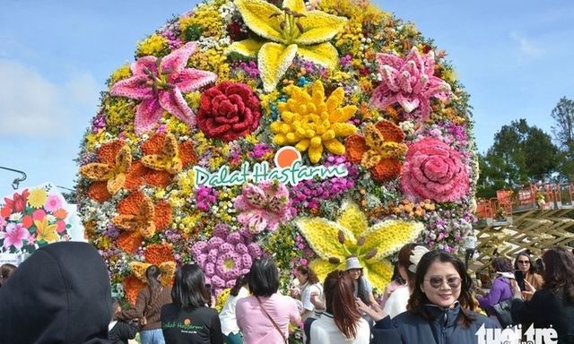 Clip: Cận cảnh bó hoa tươi nặng 10 tấn ở Đà Lạt xác lập kỷ lục Việt Nam