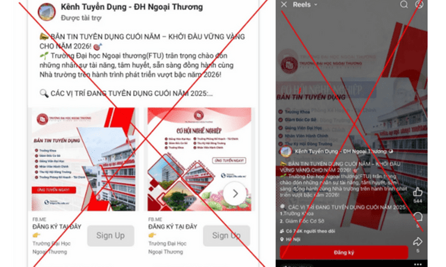 Đại học Ngoại thương phát cảnh báo về thủ đoạn giả mạo nhà trường