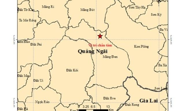 Động đất tại xã Măng Đen, tỉnh Quảng Ngãi
