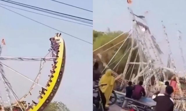 Clip: Sập đu quay khổng lồ ở hội chợ gây hỗn loạn, 14 học sinh bị thương ở Ấn Độ