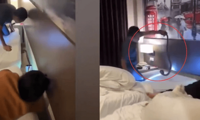 Clip: Đang ngủ trong khách sạn, cặp đôi 