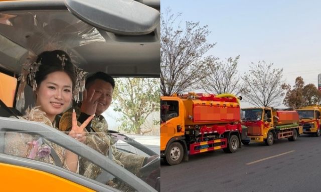 Xôn xao đám cưới rước dâu bằng 9 xe hút bể phốt, sự thật phía sau khiến ai cũng ngỡ ngàng
