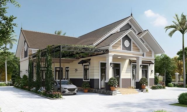 Những mẫu nhà biệt thự 1 tầng mái thái đẹp