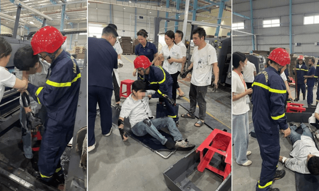 Giải cứu kỹ sư mắc kẹt trong máy in công nghiệp sau 45 phút 