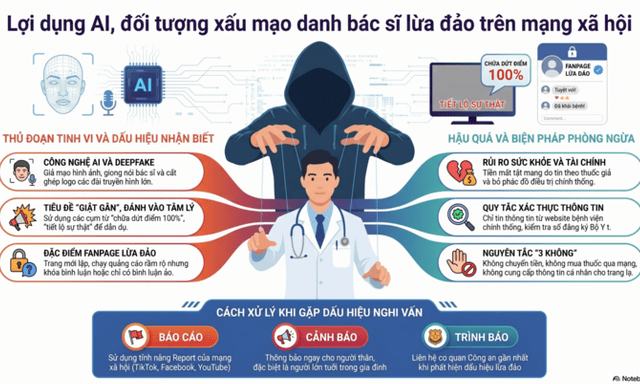 Cảnh báo thủ đoạn giả mạo bác sĩ bằng AI, lừa đảo trên mạng xã hội