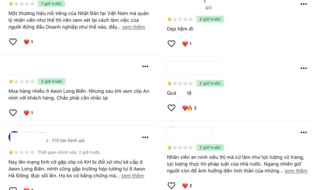Aeon Long Biên nhận bão 1 sao