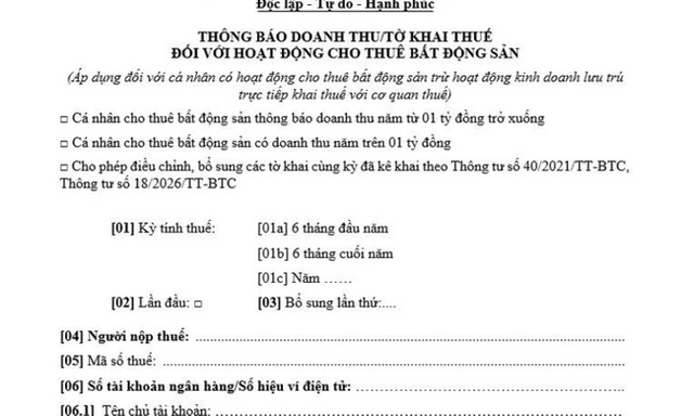 Cho thuê nhà doanh thu dưới 1 tỷ đồng, cá nhân cần làm thủ tục thuế gì?