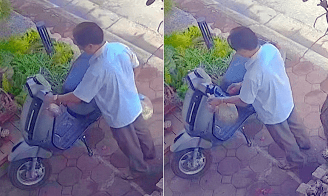 Xúc động khoảnh khắc bố chồng cũ lặng lẽ gửi đồ ăn cho con dâu và các cháu tại Hưng Yên