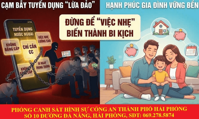 Công an Hải Phòng cảnh báo thủ đoạn lừa đảo núp bóng tuyển dụng lao động