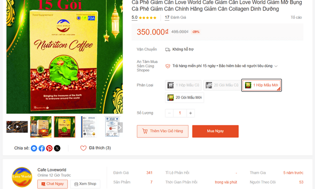 Bộ Y tế đề nghị xác minh một loại cà phê đang được bán trên sàn TMĐT có dấu hiệu vi phạm