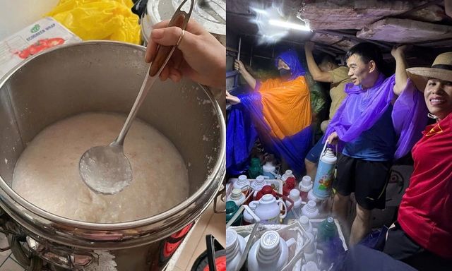 Ngập lụt, mất điện, không thể ra ngoài, cư dân chung cư tại Hà Nội được tiếp tế bằng cháo, nước nóng
