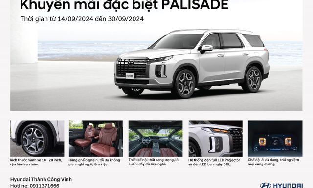 Sở hữu xe Palisade với những khuyến mãi cực khủng tại Hyundai Vinh