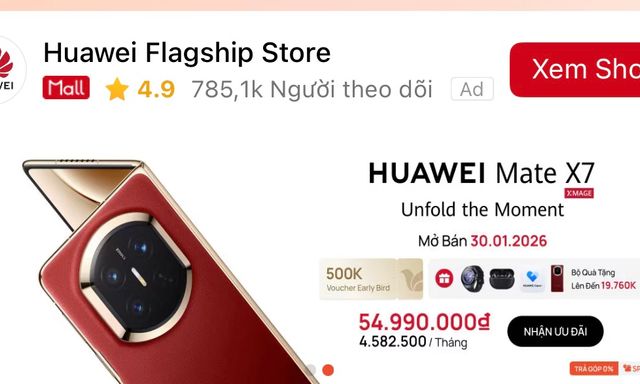 Huawei Mate X7 giá chính hãng 54,99 triệu đồng, không chạy HarmonyOS