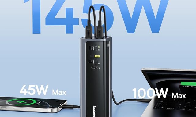 Baseus bán pin dự phòng EnerGeek GR12: 20.800mAh, công suất 145W, sạc 4 máy cùng lúc