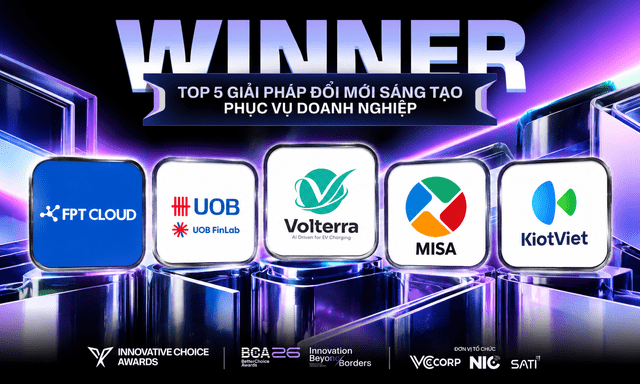 Better Choice Awards 2026 chúc mừng 5 thương hiệu chiến thắng trong hạng mục Giải pháp đổi mới sáng tạo phục vụ doanh nghiệp!