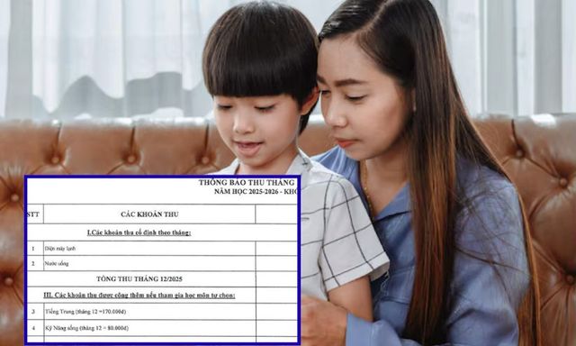 Xuất hiện phiếu thu tiền học 