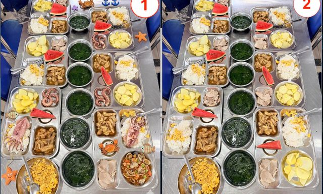2 bức ảnh về bữa ăn trưa của trường học ở Hà Nội có chi tiết gây 