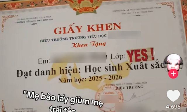 Tờ giấy khen gây 