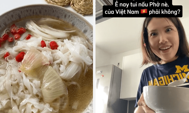 Cô gái Việt được bạn người Đức nấu phở cho ăn: Biểu cảm bất ngờ khi nếm thử hương vị