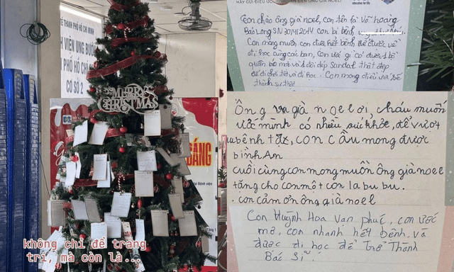 Những dòng chữ nguệch ngoạc treo đầy trên cây thông Giáng sinh tại Bệnh viện Ung bướu TP.HCM khiến người mạnh mẽ nhất cũng rơi lệ