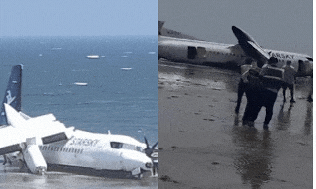 NÓNG: Máy bay chở 55 người gãy cánh, rơi xuống khu vực ven biển