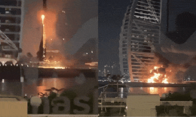 Burj Al Arab - biểu tượng xa hoa của Dubai - chìm trong biển lửa 