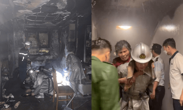 Cháy căn hộ chung cư Ecohome 1 ở Hà Nội lúc rạng sáng, khói và khí độc lan khắp hành lang