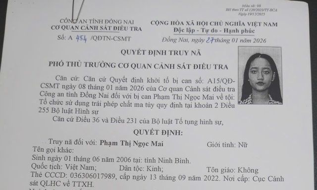 Truy nã Phạm Thị Ngọc Mai SN 2006
