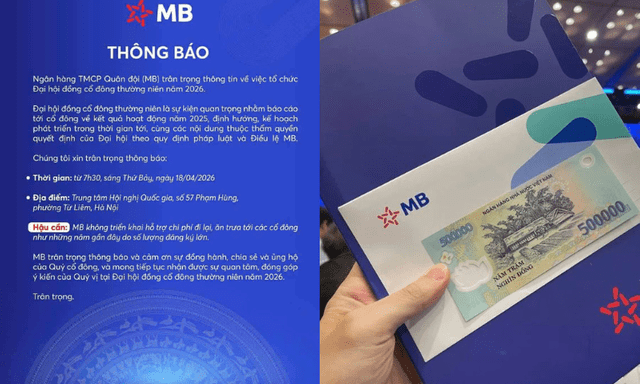 MB Bank không tặng 500 nghìn nữa vì số lượng đăng ký lớn, cổ đông năm nay tự túc tiền ăn trưa đi lại