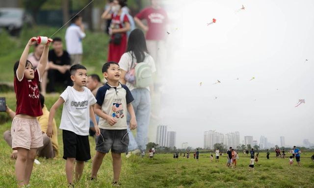 Một góc Hà Nội hóa “làng quê”, đông nghịt người thả diều mỗi chiều 