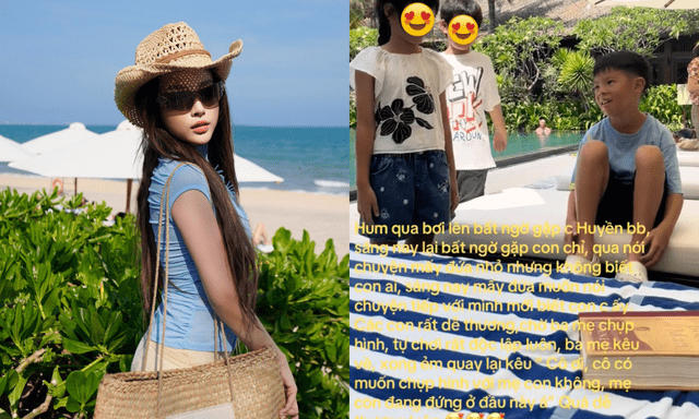 Quý tử nhà Huyền Baby gặp fan của mẹ ở resort, nói 1 câu là đủ hiểu được dạy như thế nào