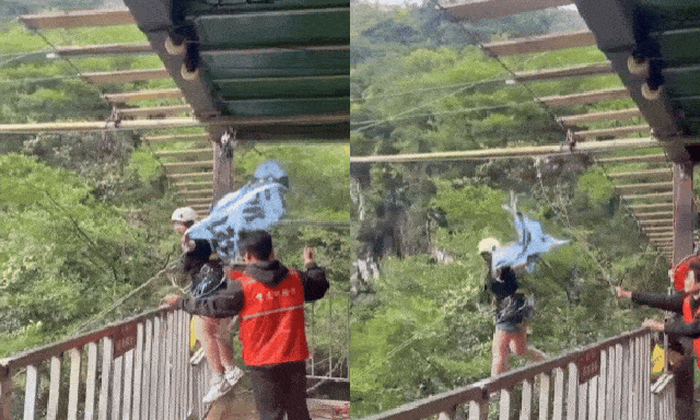 Clip: Cô gái rơi thẳng xuống vách núi do đứt dây cáp khi chơi trò mạo hiểm, trước đó liên tục nói “chưa buộc chặt”