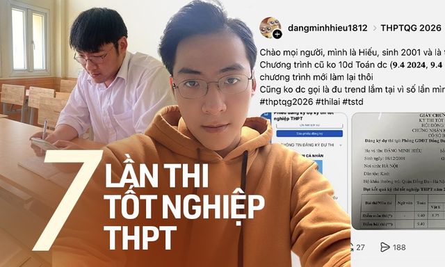 Nam sinh 7 lần thi tốt nghiệp THPT để… săn điểm 10 Toán