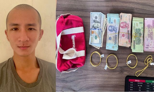 Bắt giữ Nguyễn Hoàng Nam cùng túi vàng 24K, 1.510 USD và hơn 106 triệu đồng 