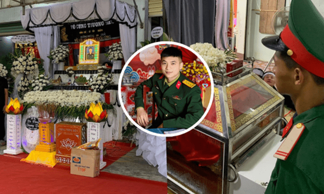 Người thân khóc nghẹn trong tang lễ Thượng úy Lê Văn Thắng (Sao Nhập Ngũ) tại Nghệ An 