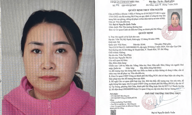 Ai thấy Trần Thị Mỹ Hạnh SN 1990 ở đâu, khẩn trương liên hệ công an: Danh tính người cung cấp sẽ được bảo mật