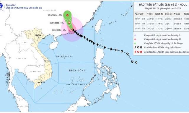 Thông tin mới nhất về cơn bão số 2