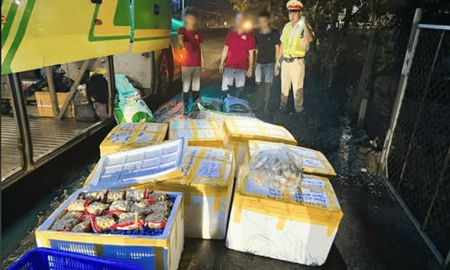 Kiểm tra xe khách lúc 1h sáng, lực lượng chức năng phát hiện hơn 800kg thực phẩm không rõ nguồn gốc giấu trong 7 thùng xốp