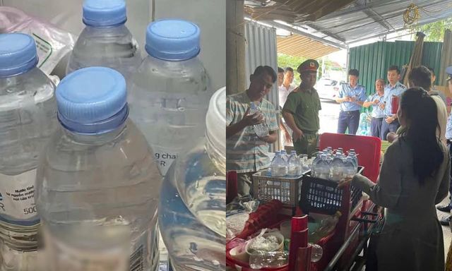 Người bán hàng gần cổng bệnh viện thừa nhận tự rót nước vào vỏ chai nhãn hiệu nổi tiếng để bán cho khách
