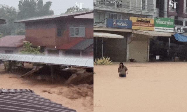 Cảnh tượng kinh hoàng ở Thái Lan: Lũ quét cuồn cuộn ập vào nhà dân, 1 cây cầu bị nước lũ cuốn phăng