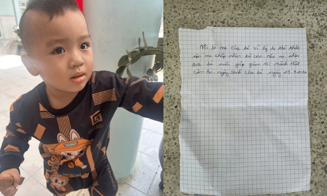 Bé trai 2 tuổi bị bỏ rơi trước cửa nhà dân, mẹ chỉ để lại túi quần áo và mảnh giấy nhắn